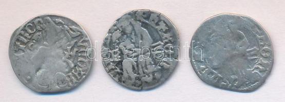 1468-1470. Denár "I. Mátyás" (3x) T:3-,4 Unger I.: 562-564.
