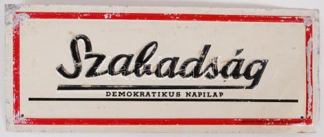 cca 1960 "Szabadság- Demokratikus napilap" fémtábla 25x10cm