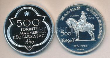 1990. 500Ft Ag + 500Ft Ag "Mátyás király" pár T:PP