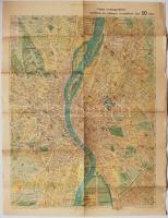 1930. Budapest Közlekedési Térképe 48x66cm/ Vehrkehrslandkarte von Stadt Budapest