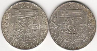 Csehszlovákia 1932-33. 20K (2x) emlékpénz ezüst T:2