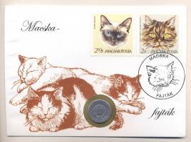 1968. 1Ft "Macska-fajták" érmés bélyeges boríték alkalmi bélyegzővel és bélyegpárral T:2-