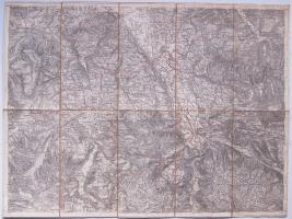 1877. Hallein és Berchtesgaden katonai térképe/ Militarlandkarte von Hallein und Berchtesgaden 50x39cm