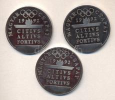 Papp László (1947-) 1992. "Barcelonai Olimpia- Magyar Csapat" (3x) ezüstözött emlékérem 3klf darabja (42,5mm) T:PP