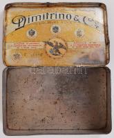 Dimitrino fém cigarettás doboz, viseltes állapotban, 15×10 cm