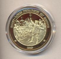 Franciaország DN. "1249. XI. (Szent) Lajos Egyiptomi Partraszállása" aranyozott ezüst emlé...