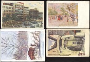 5 db régi művészlap Berkes András, Arthur Hallenbo, Rutheried és Zádor István szignójával