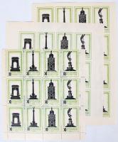 1930 Nemzetközi Építész Kongresszus, 3db kisív, 3x3 fogazott és vágott, 4x4 vágott