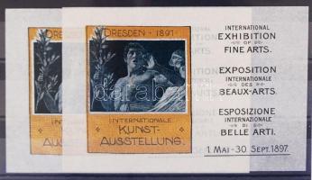 1897 Nemzetközi Művészeti Kiállítás Drezda, 2db reklámcédula /  Internationale Kunstausstellung Dresden, flyers, 8x12cm