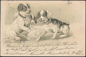 Dogs, litho, Emb. (pinhole)