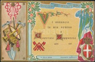 Promotion as Caporale Zappatore Italian military greeting card, litho (EB)