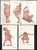 5 db humoros művészlap, pinx. Schönpflug 907-es sorozat, "Az én rendszerem" (non pc)