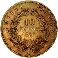 Franciaország 1857A 10Fr Au(0.900) (3,23g) Párizs T:3 
France 1857A 10 Francs Au(0.900) (3,23g) Pari...