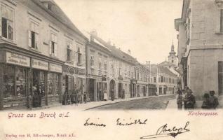 Lajtabruck, Bruck an der Leitha Church street with the stationery shop of Heinrich Effenberger (EK)