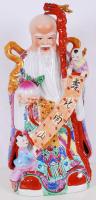 Shou Lao (a hosszú élet istene), kézzel festett, hibátlan, jelzés nélkül, m:59 cm, h:25cm, sz:13 cm/ Shou-Hsing (god of longevity),hand painted chinaware,, flawless condition, h:59 cm