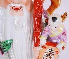 Shou Lao (a hosszú élet istene), kézzel festett, hibátlan, jelzés nélkül, m:59 cm, h:25cm, sz:13 cm/...