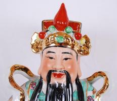 Tsai Shen (a bőség istene), kézzel festett, hibátlan, jelzés nélkül, m:59 cm, h:25cm, sz:13 cm/ Ts&#...