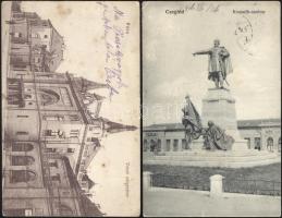 2 db régi, magyar városképes lap,az egyiken a pécsi vasútállomás