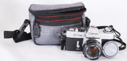 1972 után Canon Ex Auto QL tükörreflexes analóg fényképezőgép Canon f=1,8/50mm objektívvel, kameratá...