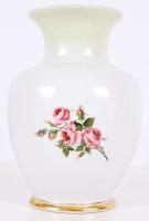 Hollóházi virágokkal díszített porcelán váza, jelzett, hibátlan / Hollóházi chinaware vase 17 cm