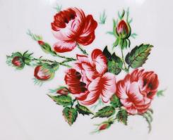 Hollóházi virágokkal díszített porcelán váza, jelzett, hibátlan / Hollóházi chinaware vase 17 cm