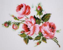 Hollóházi virágokkal díszített porcelán váza, jelzett, hibátlan / Hollóházi chinaware vase 17 cm