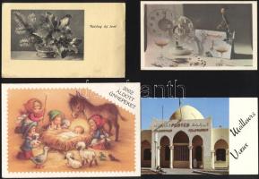 185 db modern üdvözlőlap és kártya, közte sok 'szájjal festett' üdvözlőlap