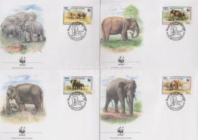 WWF: Elefánt sor 4 db FDC-n, WWF: Elephant set on 4 FDC