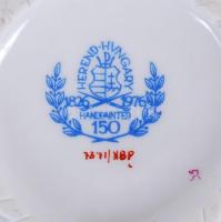 Kézzel festett sorszámozott Nanking bouquet-mintás jelzett Herendi porcelán áttört kosár hibátlan ál...