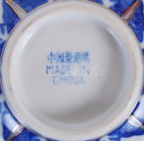 Kínai kézzel festett csésze evőkanállal, hibátlan, jelzett, d:11 cm