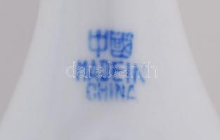 Kínai kézzel festett csésze evőkanállal, hibátlan, jelzett, d:11 cm