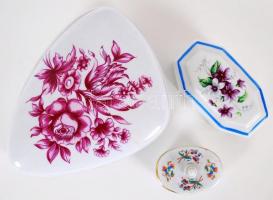 Hollóházi doboz tétel összesen 3db, jelzettek, hibátlanok, 13×9 cm, 8×4 cm, 5×4 cm