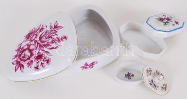 Hollóházi doboz tétel összesen 3db, jelzettek, hibátlanok, 13×9 cm, 8×4 cm, 5×4 cm