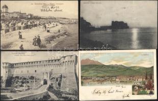 10 db régi, külföldi városképes lap, az egyik 1899-ből