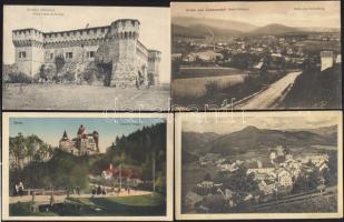 17 db régi, külföldi városképes lap, köztük kettő a történelmi Magyarország területéről