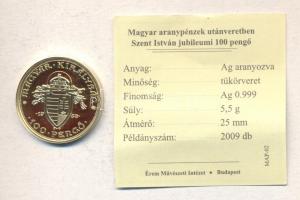 "Magyar aranypénzek utánveretben - Szent István jubileumi 100 pengő" aranyozott Ag(0.999) ...