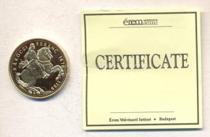 "Magyar aranypénzek utánveretben - Rákóczi Ferenc jubileumi 40 pengő" aranyozott Ag(0.999) emlékérem (5.5g) T:PP csak 2009db! Tanúsítvánnyal