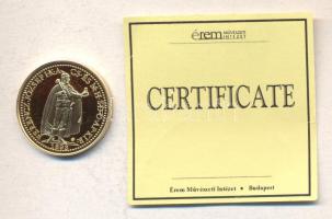 "Magyar aranypénzek utánveretben - Ferenc József 20 korona" aranyozott Ag(0.999) emlékérem (5.5g) T:PP csak 2009db! Tanúsítvánnyal