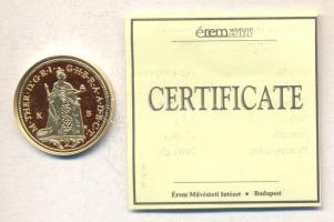 "Magyar aranypénzek utánveretben - Mária Terézia 2 dukát" aranyozott Ag(0.999) emlékérem (5.5g) T:PP csak 2009db! Tanúsítvánnyal