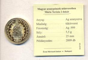 "Magyar aranypénzek utánveretben - Mária Terézia 2 dukát" aranyozott Ag(0.999) emlékérem (...