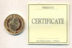 "Magyar aranypénzek utánveretben - Ferenc József jubileumi 100 korona" aranyozott Ag(0.999) emlékérem (5.5g) T:PP csak 2009db! Tanúsítvánnyal