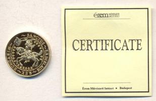 "Magyar aranypénzek utánveretben - Szent László jubileumi 100 korona" aranyozott Ag(0.999) emlékérem (5.5g) T:PP csak 2009db! Tanúsítvánnyal