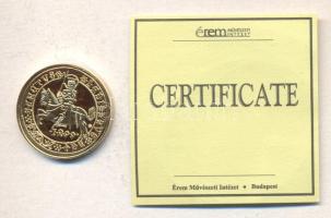 "Magyar aranypénzek utánveretben - Hunyadi János kormányzói aranyforint" aranyozott Ag emlékérem (5.5g) T:PP csak 2009db! Tanúsítvánnyal