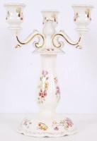 Zsolnay háromágú gyertyatartó, kézzel festett, jelzett, hibátlan, m:27 cm, d:18 cm