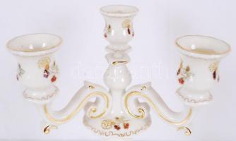 Zsolnay háromágú gyertyatartó, kézzel festett, jelzett, hibátlan, m:27 cm, d:18 cm