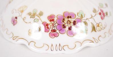 Zsolnay háromágú gyertyatartó, kézzel festett, jelzett, hibátlan, m:27 cm, d:18 cm