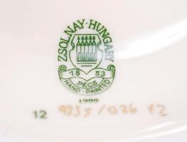 Zsolnay háromágú gyertyatartó, kézzel festett, jelzett, hibátlan, m:27 cm, d:18 cm