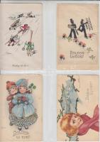 Újévi képeslapok, 16 db háború előtti képeslap jobbakkal
