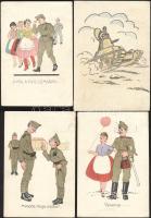 9 db régi, katonai tematikájú motívumlap