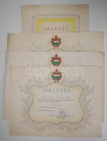 5db klf szocialista oklevél, adományozói irat T:vegyes